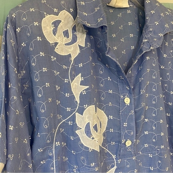 Vintage Eyelit Embroidered Blouse High Ectane Designs Sz Small - Picture 3 of 9